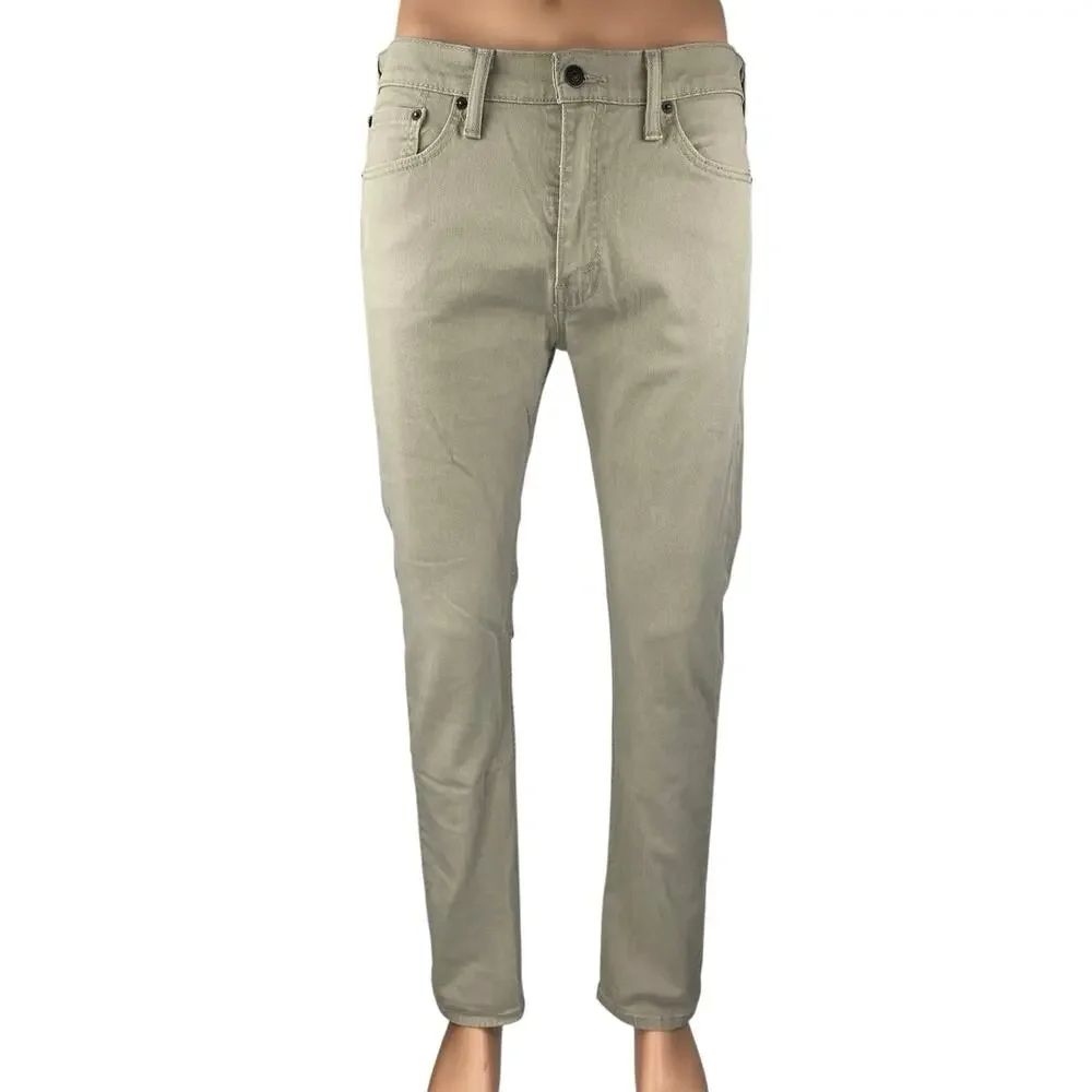Levi's 513 Men's Beige Khaki Mid Rise Skinny Leg Slim Fit Denim Jeans Pants 32